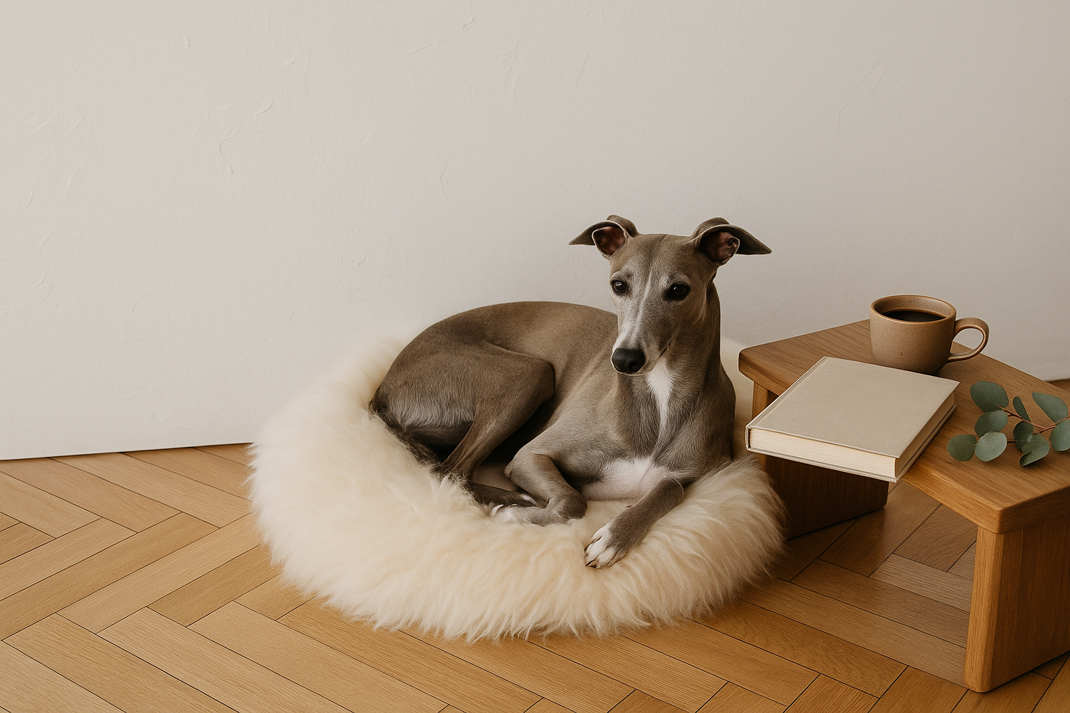Lugn läshörna med hund och hundguide – Luminessa digitala hundguider
